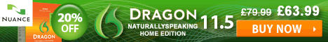 Dragon Naturally Speaking 11 Home Coupon 20% Discount Code UK Offer