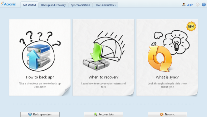 Acronis True Image Home 2012 main window 