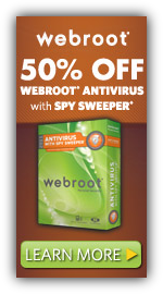 Webroot Antivirus with Spy Sweeper Discount Code 50% Promotion