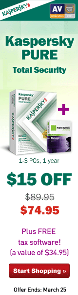 $15 Off Kaspersky Pure Total Security
