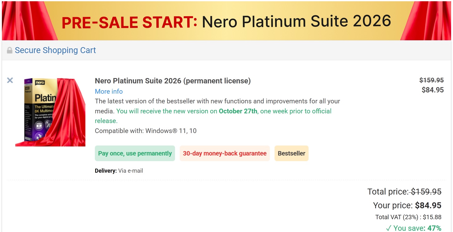 47% Off Nero Platinum Suite 2026 Coupon Code